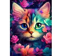 Xkogjo DIY Diamond Painting Kits, Beautiful Art Adults Creations, Numbers Rhinestone Cross Stitch Embroidery Canvas Painting Pictures, Paint Home Wall Decor Gifts. Cat Square Diamond, 40x50cm