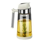 XKONG Auto Flip Oil Dispenser Bottle,The olive oil bottle dispenser automatically turns over without oil dripping opening, The olive oil dispenser 550ml glass dispenser (white)