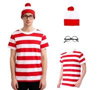 Xkqjlp Adult Wally Costume Fancy Dress Adult Costumes Wally Cosplay for Halloween World Book Day School Dress Up Day Kids Wally Costume World Book Day (XL)