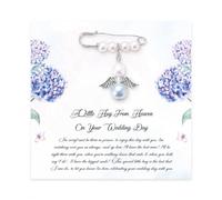 Xkqjlp Something Blue for The Bride Angel Memory Wedding Bouquet Charms Hug from Heaven Angel Bouquet Charm Pin Bride Gifts for Wedding Day Bridal Shower Engagement And Sentimental Memorial Keepsake