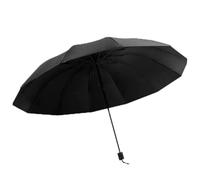 XKrmp 12-Rib Windproof Reverse Umbrella - 54" Large Compact Umbrella with Automatic Button, Double Layer Vented Canopy and Safety Reflective Strips for Heavy Rain, Golf Umbrela (Black)