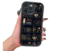 XKrmp Cartoon Bookshelf Pattern TPU Phone Case | Shockproof Soft Silicone Protective Cover with Anti-Slip Grip & Cartoon Bookcase Design for iPhone Series (#5,For Iphone 15 pro max)