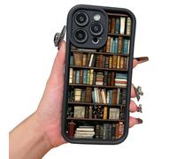 XKrmp Cartoon Bookshelf Pattern TPU Phone Case | Shockproof Soft Silicone Protective Cover with Anti-Slip Grip & Cartoon Bookcase Design for iPhone Series (#2,For Iphone 15 pro max)
