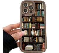 XKrmp Cartoon Bookshelf Pattern TPU Phone Case | Shockproof Soft Silicone Protective Cover with Anti-Slip Grip & Cartoon Bookcase Design for iPhone Series (#8,For Iphone 14 pro max)