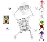 XKrmp Dancing and Swinging 3D Skull Toy - Skeleton Dancing and Swinging Clockwork, Ideal for Halloween Party Favors, Office Desk Toys, and Collector Toy Figures (White)