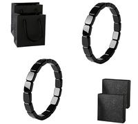 XKrmp Hematite Bracelet - Mens Beaded Bracelet for Confidence, Natural H-ematite Stone Beaded Stretch Bracelets, Success Motivation and a Sharp Mind for Dad, Husband, Boyfriend (2Pcs)