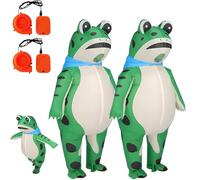 XKrmp Inflatable Frog Costume Adult with Air Pump - Full Body Blow Up Frog Suit for Halloween Party & Cosplay (Green-2Pcs,L)