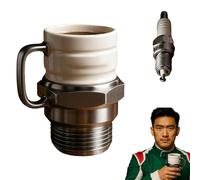XKrmp Spark Plug Mug with Engine Spark Plug Design, Ceramic Coffee Cup for Car Lovers, Mechanics & Gearheads, Unique Automotive Gift, 12oz Creative Car Engine Cup (1Pc)