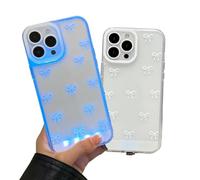 XKrmp Vibrant LED Bowknot Phone Case for iPhone Series - Glows on Calls, Slim Clear Protective Cover, Coquette Style for Women (White,For IPHONE 12)