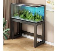 XKSJCDR Metal Fish Tank Stand,Fish Tank Base Table Modern Minimalist Design,Solid Iron Construction Extra Heavy-Duty Load Capacity,Perfect For Home Living Rooms(Black+Black,47.2x19.6in)
