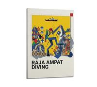 XKUGA Abstract Raja Ampat Indonesia Diving Travel Poster Modern Decorative Canvas Prints - Ideal Wall Art for Family, Man Cave, Game Room, Boys & Girls Bedroom 12x18inch(30x45cm)
