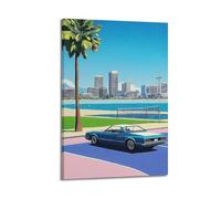 XKUGA American Muscle Car Beach Cityscape Palm Tree Poster Poster Decorative Painting Canvas Wall Posters And Art Picture Print Modern Family Bedroom Decor Posters 20x30inch(50x75cm)