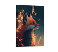 XKUGA Anime Fox Poster Wildlife Vintage Enchanted Forest Flame Modern Decorative Canvas Prints - Ideal Wall Art for Family, Man Cave, Game Room, Boys & Girls Bedroom 12x18inch(30x45cm)