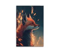 XKUGA Anime Fox Poster Wildlife Vintage Enchanted Forest Flame Modern Decorative Canvas Prints - Ideal Wall Art for Family, Man Cave, Game Room, Boys & Girls Bedroom 16x24inch(40x60cm)