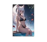 XKUGA Anime Poster Japan Cute Cat Ear Hot Girl Poster Decorative Painting Canvas Wall Posters And Art Picture Print Modern Family Bedroom Decor Posters 20x30inch(50x75cm)