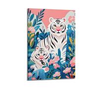 XKUGA Bengal Tiger Poster Floral Jungle India Wildlife Poster Decorative Painting Canvas Wall Posters And Art Picture Print Modern Family Bedroom Decor Posters 12x18inch(30x45cm)