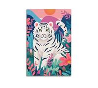 XKUGA Bengal Tiger Poster Floral Jungle India Wildlife Poster Decorative Painting Canvas Wall Posters And Art Picture Print Modern Family Bedroom Decor Posters 12x18inch(30x45cm)