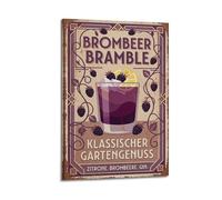 XKUGA Bramble Blackberry Gin Cocktail Poster Bartender Guide Recipe Modern Decorative Canvas Prints - Ideal Wall Art for Family, Man Cave, Game Room, Boys & Girls Bedroom 20x30inch(50x75cm)