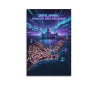 XKUGA Brunei Sultan Mosque 80s Neon City Gamer Room Poster Modern Decorative Canvas Prints - Ideal Wall Art for Family, Man Cave, Game Room, Boys & Girls Bedroom 24x36inch(60x90cm)