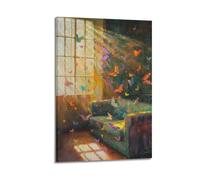 XKUGA Butterfly Sunlit Room Poster Old Master Oil Style Window Modern Decorative Canvas Prints - Ideal Wall Art for Family, Man Cave, Game Room, Boys & Girls Bedroom 20x30inch(50x75cm)