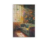 XKUGA Butterfly Sunlit Room Poster Old Master Oil Style Window Modern Decorative Canvas Prints - Ideal Wall Art for Family, Man Cave, Game Room, Boys & Girls Bedroom 24x36inch(60x90cm)