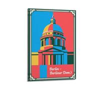 XKUGA Europe Retro Travel Poster Germany Berliner Dom Poster Decorative Painting Canvas Wall Posters And Art Picture Print Modern Family Bedroom Decor Posters 12x18inch(30x45cm)