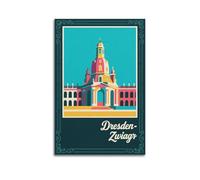 XKUGA European Retro Travel Poster Dresden Frauenkirche Poster Decorative Painting Canvas Wall Posters And Art Picture Print Modern Family Bedroom Decor Posters 12x18inch(30x45cm)