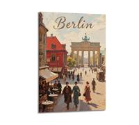 XKUGA European Retro Travel Poster German Brandenburg Gate Poster Decorative Painting Canvas Wall Posters And Art Picture Print Modern Family Bedroom Decor Posters 20x30inch(50x75cm)