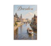 XKUGA European Retro Travel Poster German Dresden Cityscape Poster Decorative Painting Canvas Wall Posters And Art Picture Print Modern Family Bedroom Decor Posters 20x30inch(50x75cm)