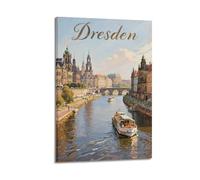 XKUGA European Retro Travel Poster German Dresden Cityscape Poster Decorative Painting Canvas Wall Posters And Art Picture Print Modern Family Bedroom Decor Posters 12x18inch(30x45cm)