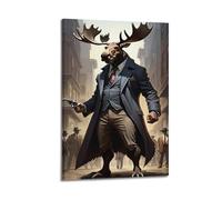 XKUGA Gangster Moose Animal Art Poster Decorative Painting Canvas Wall Posters And Art Picture Print Modern Family Bedroom Decor Posters 20x30inch(50x75cm)