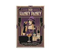 XKUGA Hanky Panky Gin Cocktail Poster Lounge Vintage Menu Classic Modern Decorative Canvas Prints - Ideal Wall Art for Family, Man Cave, Game Room, Boys & Girls Bedroom 24x36inch(60x90cm)