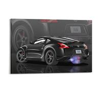XKUGA JDM Car Poster Black 370Z Japanese Sports Car Poster Decorative Painting Canvas Wall Posters And Art Picture Print Modern Family Bedroom Decor Posters 12x18inch(30x45cm)