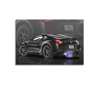 XKUGA JDM Car Poster Black 370Z Japanese Sports Car Poster Decorative Painting Canvas Wall Posters And Art Picture Print Modern Family Bedroom Decor Posters 24x36inch(60x90cm)