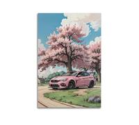 XKUGA Jdm Car Poster Cherry Blossom Civic Type-r Sports Car Poster Decorative Painting Canvas Wall Posters And Art Picture Print Modern Family Bedroom Decor Posters 12x18inch(30x45cm)