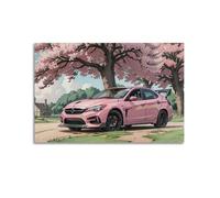 XKUGA Jdm Car Poster Cherry Blossom Civic Type-r Sports Car Poster Decorative Painting Canvas Wall Posters And Art Picture Print Modern Family Bedroom Decor Posters 12x18inch(30x45cm)