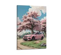 XKUGA Jdm Car Poster Cherry Blossom Civic Type-r Sports Car Poster Decorative Painting Canvas Wall Posters And Art Picture Print Modern Family Bedroom Decor Posters 12x18inch(30x45cm)