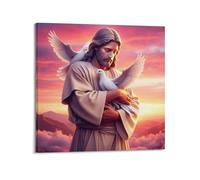 XKUGA Jesus Holds The Dove Religious Poster Poster Decorative Painting Canvas Wall Posters And Art Picture Print Modern Family Bedroom Decor Posters 16x16inch(40x40cm)