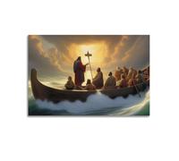 XKUGA Jesus Poster Jesus Loves The World Poster Decorative Painting Canvas Wall Posters And Art Picture Print Modern Family Bedroom Decor Posters 12x18inch(30x45cm)