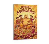 XKUGA Laughing Buddha Poster Joyful Abundance Children Blessings Modern Decorative Canvas Prints - Ideal Wall Art for Family, Man Cave, Game Room, Boys & Girls Bedroom 24x36inch(60x90cm)