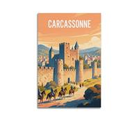 XKUGA Medieval Castle Travel Poster Carcassonne France Poster Decorative Painting Canvas Wall Posters And Art Picture Print Modern Family Bedroom Decor Posters 24x36inch(60x90cm)