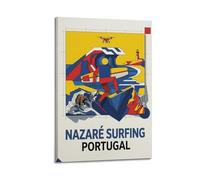 XKUGA Minimalist Abstract Nazaré Portugal Big Wave Surfing Poster Modern Decorative Canvas Prints - Ideal Wall Art for Family, Man Cave, Game Room, Boys & Girls Bedroom 16x24inch(40x60cm)