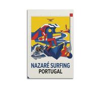 XKUGA Minimalist Abstract Nazaré Portugal Big Wave Surfing Poster Modern Decorative Canvas Prints - Ideal Wall Art for Family, Man Cave, Game Room, Boys & Girls Bedroom 16x24inch(40x60cm)