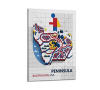 XKUGA Minimalist Bauhaus Washington Peninsula Backpacking Poster Modern Decorative Canvas Prints - Ideal Wall Art for Family, Man Cave, Game Room, Boys & Girls Bedroom 16x24inch(40x60cm)