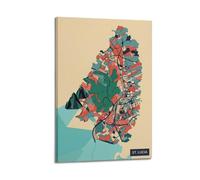 XKUGA Modern Abstract City Map Poster St Lucia Island Travel Modern Decorative Canvas Prints - Ideal Wall Art for Family, Man Cave, Game Room, Boys & Girls Bedroom 12x18inch(30x45cm)