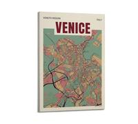 XKUGA Modern Abstract City Map Poster Venice Street Travel Modern Decorative Canvas Prints - Ideal Wall Art for Family, Man Cave, Game Room, Boys & Girls Bedroom 16x24inch(40x60cm)