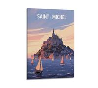 XKUGA Mont Saint-Michel Normandy Medieval Abbey Travel Poster Poster Decorative Painting Canvas Wall Posters And Art Picture Print Modern Family Bedroom Decor Posters 24x36inch(60x90cm)