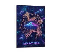 XKUGA Mount Fuji Sci-Fi Landmark Volcano Poster Modern Decorative Canvas Prints - Ideal Wall Art for Family, Man Cave, Game Room, Boys & Girls Bedroom 24x36inch(60x90cm)