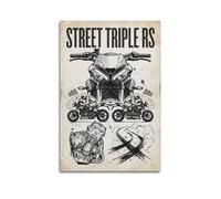 XKUGA Racing Sport Motorcycle Poster Street Triple RS Track Performance Modern Decorative Canvas Prints - Ideal Wall Art for Family, Man Cave, Game Room, Boys & Girls Bedroom 12x18inch(30x45cm)