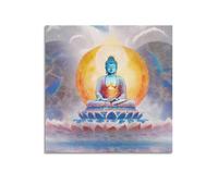 XKUGA Religion Poster Buddha on The Lotus Throne Poster Decorative Painting Canvas Wall Posters And Art Picture Print Modern Family Bedroom Decor Posters 16x16inch(40x40cm)